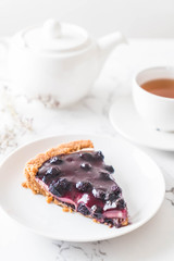 blueberry pie with tea
