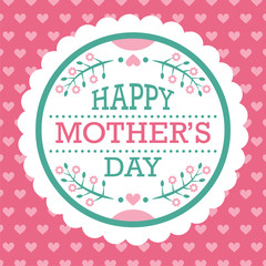 Naklejka premium Colorful Happy Mother s Day Emblem. Vector Design Elements For Greeting Card and Other Print Templates. Typography composition.