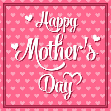 Happy Mothers Day Lettering Calligraphic Emblem . Vector Design Element For Greeting Card and Other Print Templates. Inscription for greeting card or poster design. Typography composition.