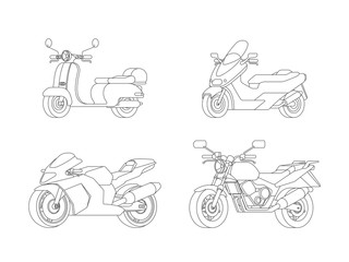 Fototapeta na wymiar Linear Motorcycles Set