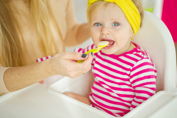 A small child eats 