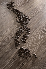 Japan map with coffee beans