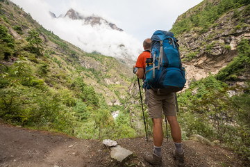 Trekker in lower Himalayas