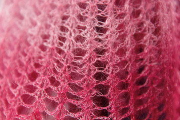 Close up of woolen fabric red, detail, texture background