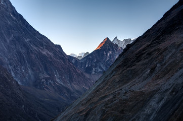 Valley on Manaslu circuit trek in Nepal