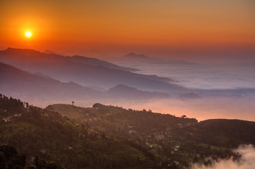 Fototapeta na wymiar Morning at Sarangkot view point near Pokhara in Nepal