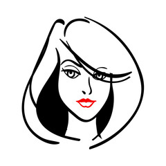 Vector illustration of women short hair style icon