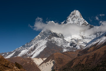 Amadablam peak in Khumbu valley in Nepal, Himalayas