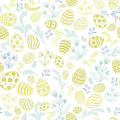 Floral holiday pattern. Easter egg seamless background.
