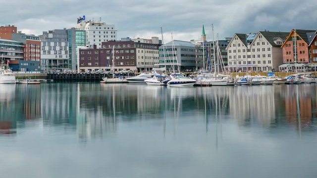 View of a marina in Tromso, North Norway