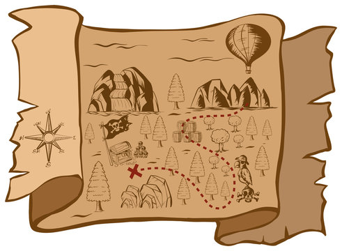 Treasure map on brown paper