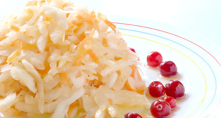 sauerkraut cranberry white background