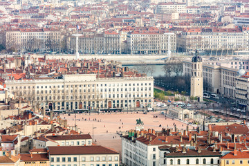 Fototapeta na wymiar Aerial view of Lyon, France, Europe