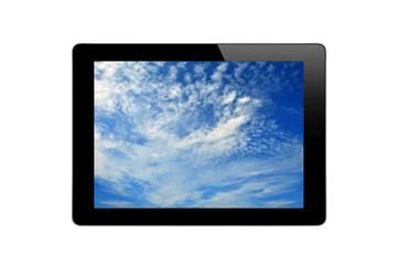 Black Touch Screen Tablet with Blue Sky