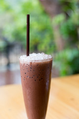 Iced cocoa on the table.