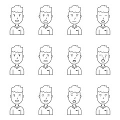 Boy face expressions, set collection