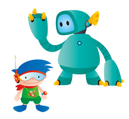 海洋少年とロボット、少年とロボット、ロボットと海洋少年