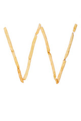 Alphabet letter W laid with french fries. Alphabet letter food.