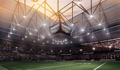 empty american football stadium 3D in lights render © masisyan