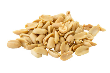 Pile of Peanut isolated on white background and clipping path
