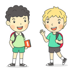 happy two friends  cartoon