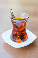Turkish tea in traditional glass cup