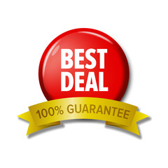 Bright red round button 'Best deal - 100% guarantee'.