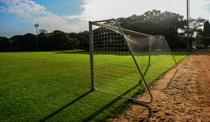 Soccer goal in the soccer field