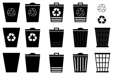 Waste bins - set, Vector Set Recycle Bins for Trash and Garbage, trash icon