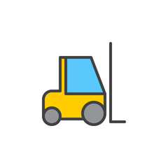 Naklejka premium Forklift filled outline icon, line colorful vector sign, linear style pictogram isolated on white. Symbol, logo illustration. Editable stroke. Pixel perfect