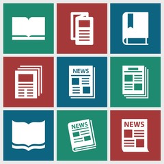 Set of 9 publication filled icons