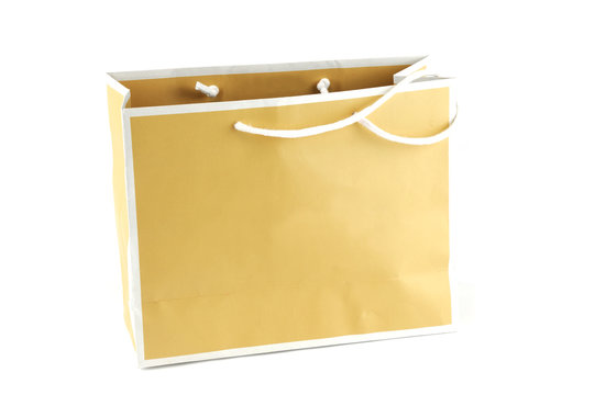 close up on paper gift bag isolated on white background