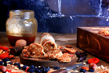 Homemade sweets from dried fruits and nuts