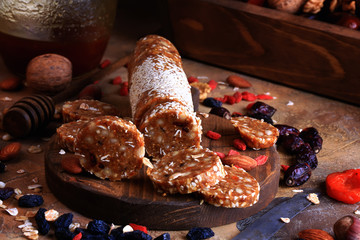 Homemade sweets from dried fruits and nuts