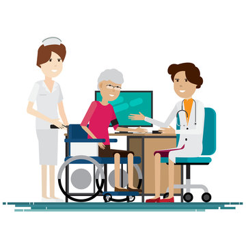 Doctor medical with grandmother  Vector illustration