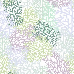 Corals. Vector seamless pattern in light shades