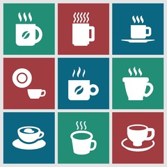 Set of 9 cappuccino filled icons