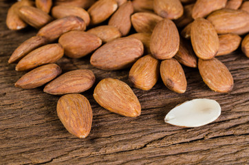 almond on wooden board