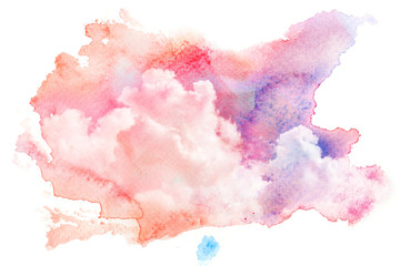 Watercolor illustration of sky with cloud.