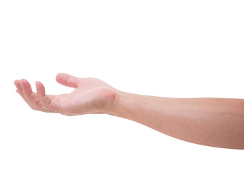 Man hand isolated on white background, clipping path