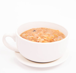 Onion soup on a white background 