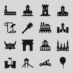 Set of 16 history filled icons