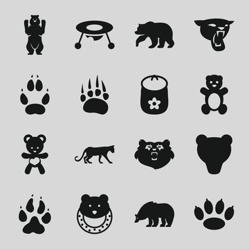 Set of 16 bear filled icons