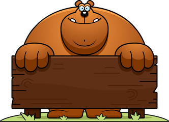 Cartoon Bear Wood Sign