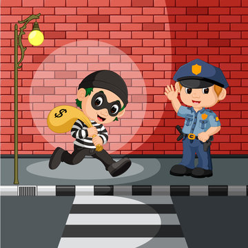 thief and police cartoon