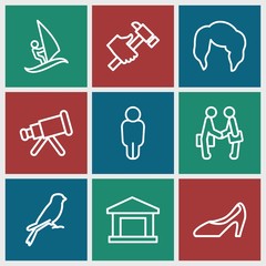 Set of 9 silhouette outline icons