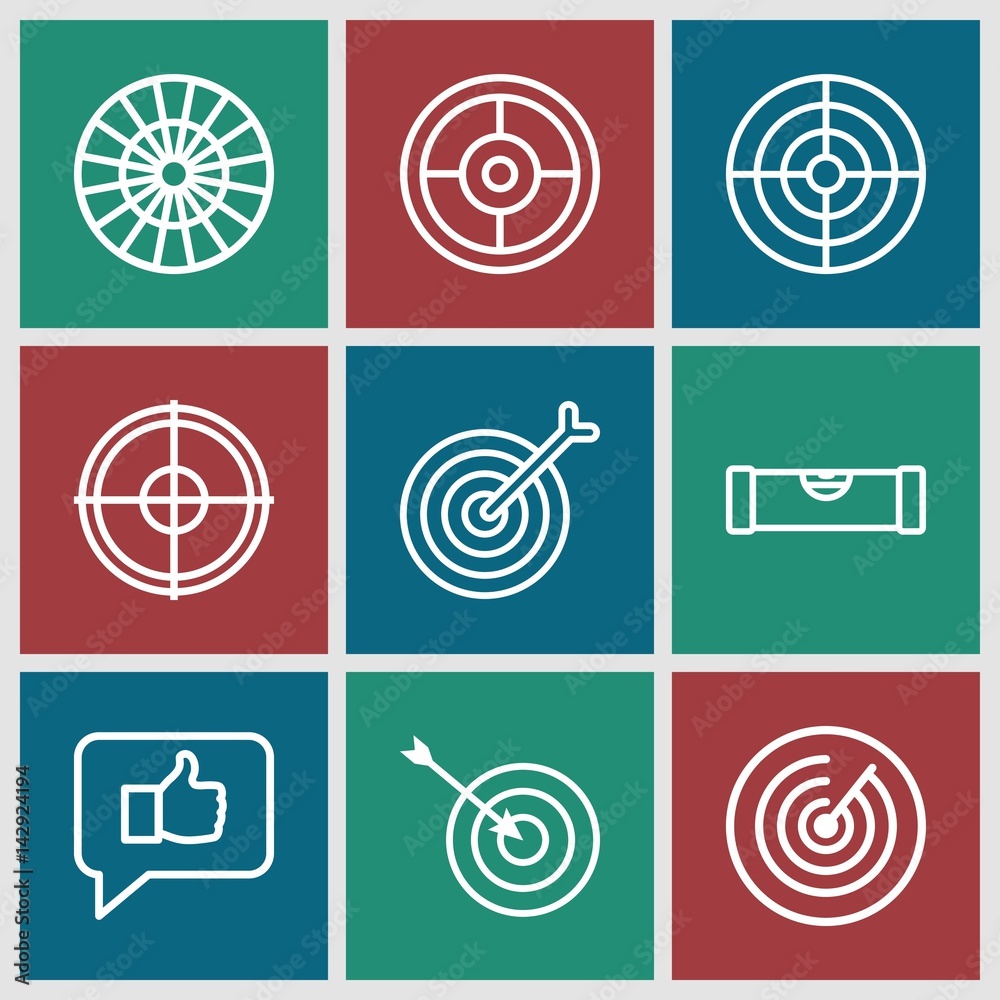 Poster set of 9 accuracy outline icons