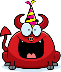Naklejka premium Cartoon Devil Birthday Party