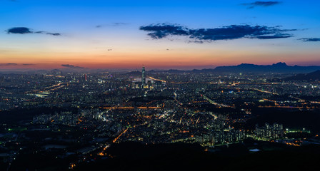 Korea,Seoul city skyline at night