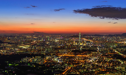 Fototapeta na wymiar Korea,Seoul city skyline at night